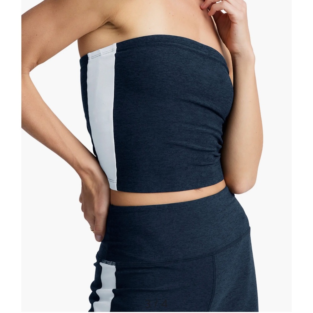 Beyond Yoga Strapless Stripe Top Nocturnal Navy/Cloud White